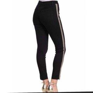 J Brand High-Rise Crop Skinny Black Jeans with Metallic Stripes NWT